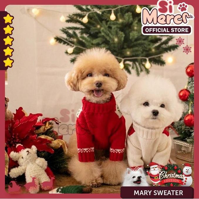 TERBARU - Si Merci Baju Sweater Turtleneck Hewan Natal Couple Anjing Kucing Rajut Christmas | Mary S