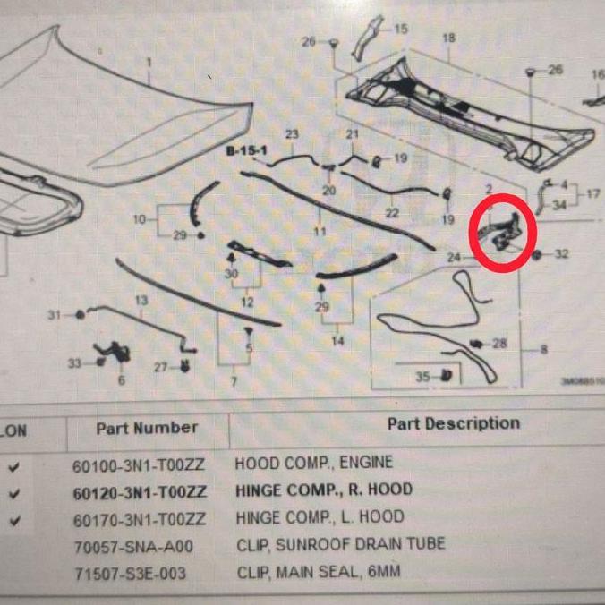 engsel kap mesin honda hrv 2022 2023 2024 2025 ori