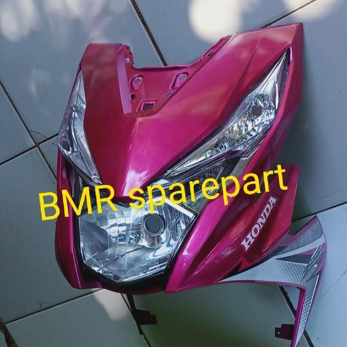 cover tameng depan plus lampu Honda beat fi esp ISS pink magenta