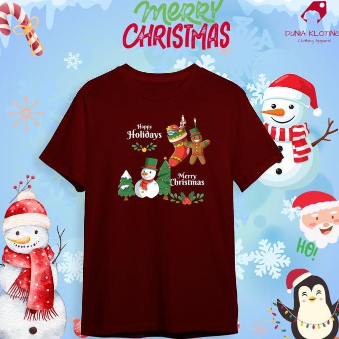 Baju kaos Natal anak keluarga MERRY CHRISTMAS HAPPY HOLIDAY terbaru couple PREMIUM