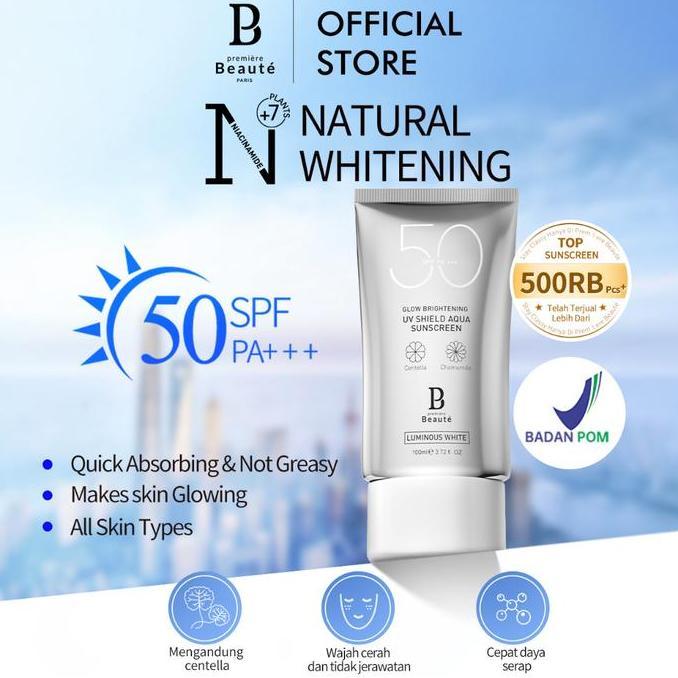 Haut- [Bpom] Premiere Beaute Sunscreen (Spf 50 Pa+++) 40Ml Uv Shield Sun Protect Sun Block Badan Sun