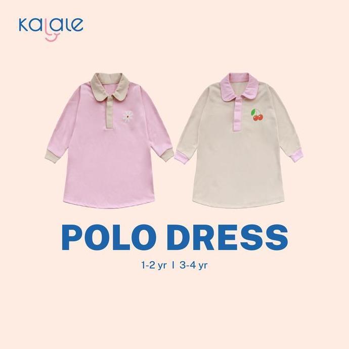 Kalale Long Sleeved Polo Dress (Sweater Kerah Lengan Panjang Anak Perempuan 1-4 Tahun) Bayi Katun Ce