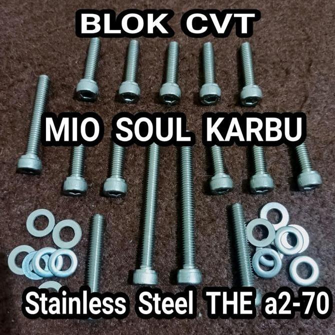 BAUT BLOK CVT MIO SOUL BAUT L SET MESIN MIO SOUL KARBU STAINLESS ASLI