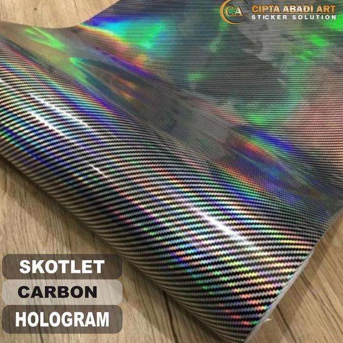 Stiker Skotlet Motor Carbon Hologram Sticker Karbon Pelangi L50Cmxp50Cm Original Lem Bagus Tinggi Te
