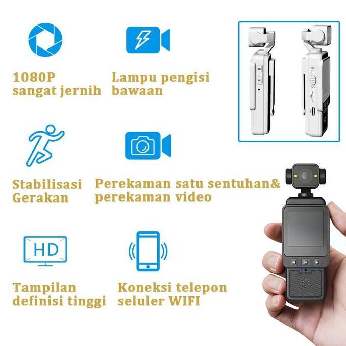 TEEKA Action 1/2 Camera Mini WIFI Kamera action layar HD 1080P 180 Pocket WIFI Camcorder Body Cam wi