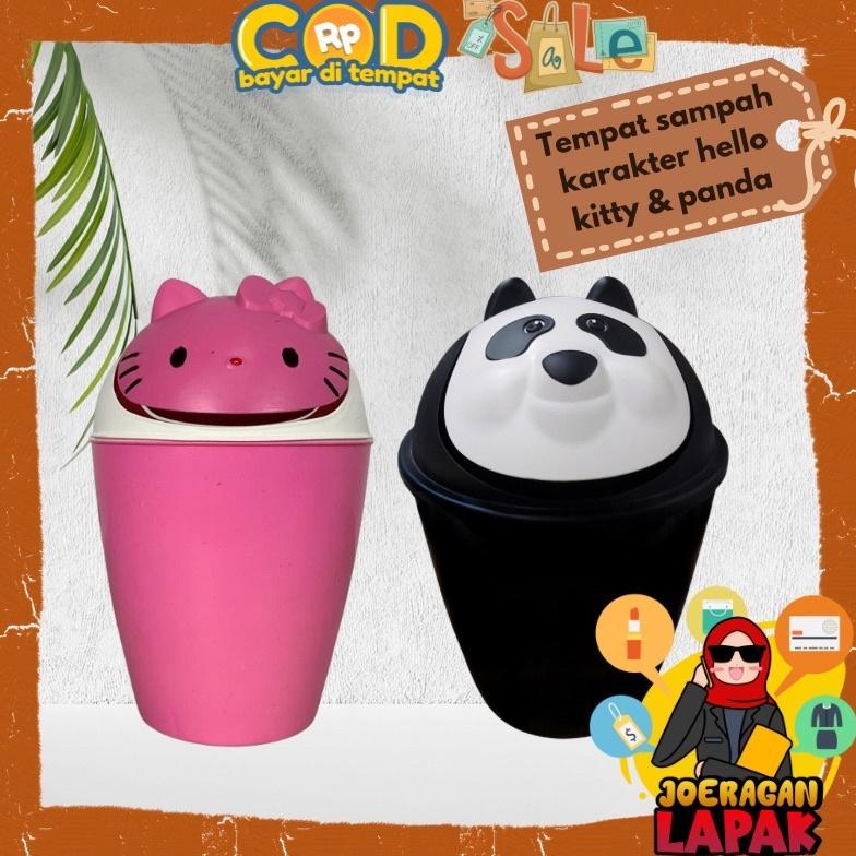TEMPAT SAMPAH KARAKTER HELLO KITTY PANDA LUCU TONG PINK HITAM