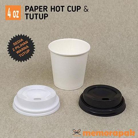 Sunn- Paper Cup 4 Oz - Hot Cup + Tutup - Gelas Kertas Kopi Espresso