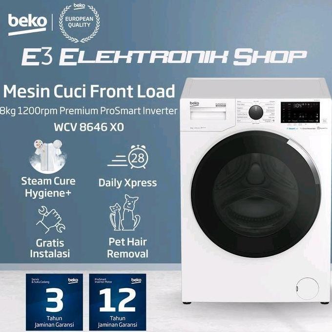 Promo Mesin Cuci Front Loading Beko Wcv8646X0 Washer Inventer 8 Kg Wcv 8646 X0