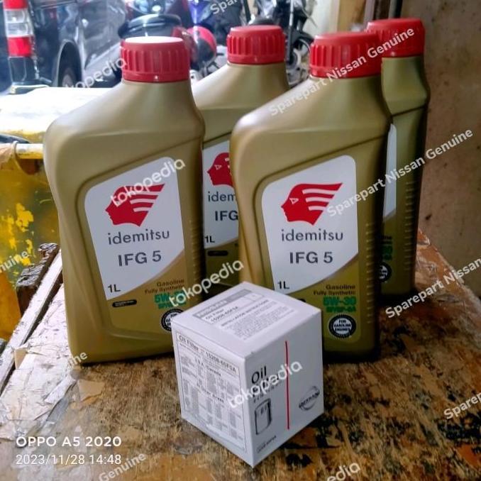 5W-30 Full Synthetic Idemitsu Paket Oli 3Liter + Filter Oli Nissan