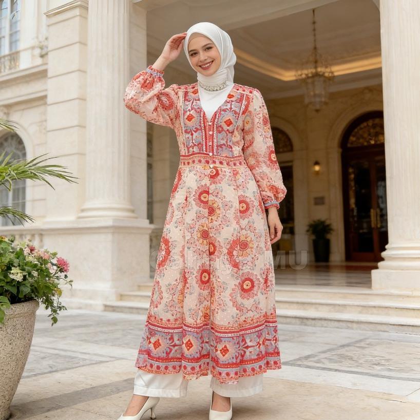 BESTPROMO Tunik Rayon Motif Premium Terbaru/Tunik Bunga/Tunik Kondangan