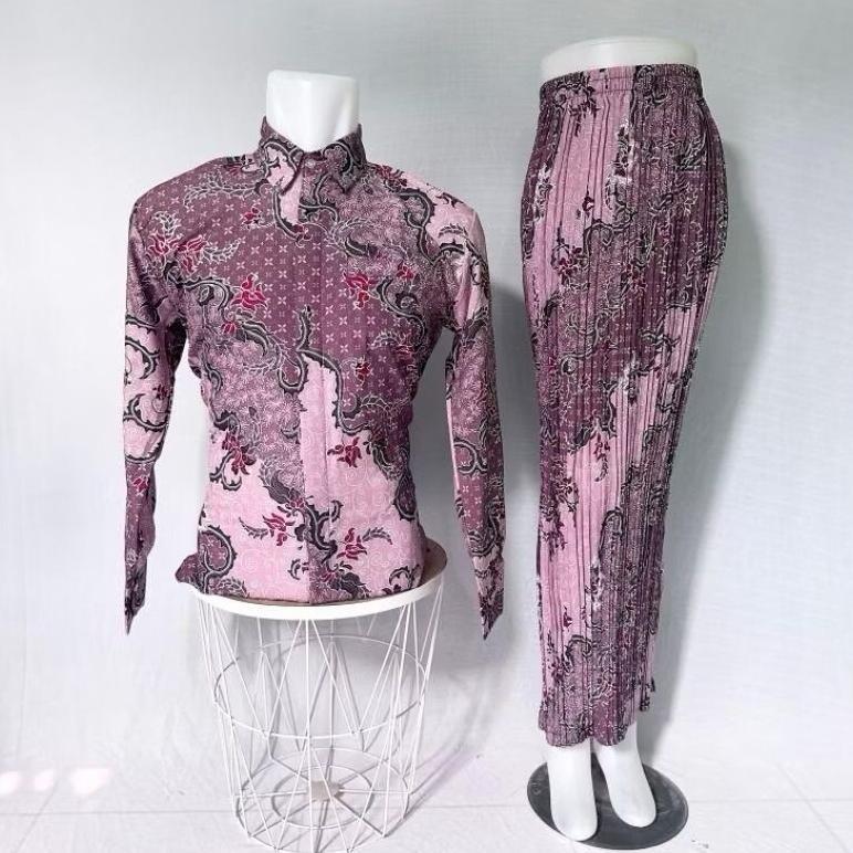 BEST DEALS Kemeja Couple - Kemeja Couple Rok Plisket - Batik Couple - Set Rok Batik - Batik Set - Ba