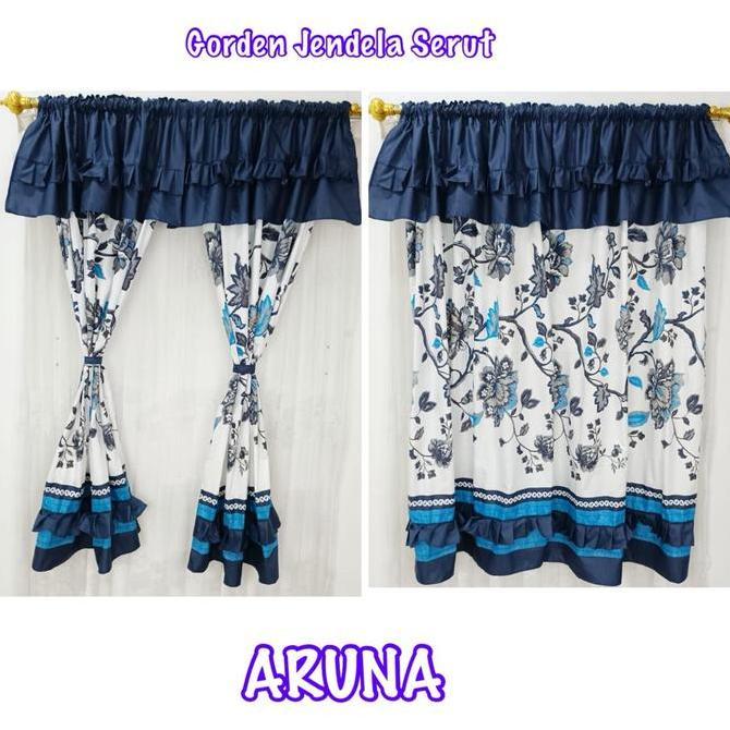 TERLARIS GORDEN JENDELA - HORDENG KAMAR AESTHETIC - KORDEN SERUT TINGGI 150 MOTIF BUNGA BIRU