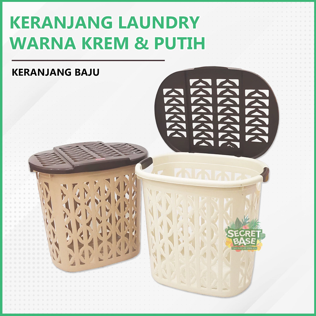 Keranjang Laundry - Keranjang Baju / Keranjang Pakaian Tutup Plastik Tinggi Serbaguna