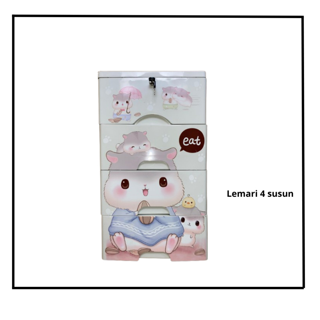 Lemari Baju Karakter Plastik Lemari Baby Kecil Susun 4 / Susun 5 Lemari Pakalian