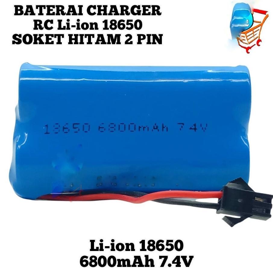 Lithium-Ion Battery 2Xccell 18650 7.4V / 3.7V 6800Mah Soket Hitam Sm 2Pin, Baterai Mobil Rc Dll, Tah
