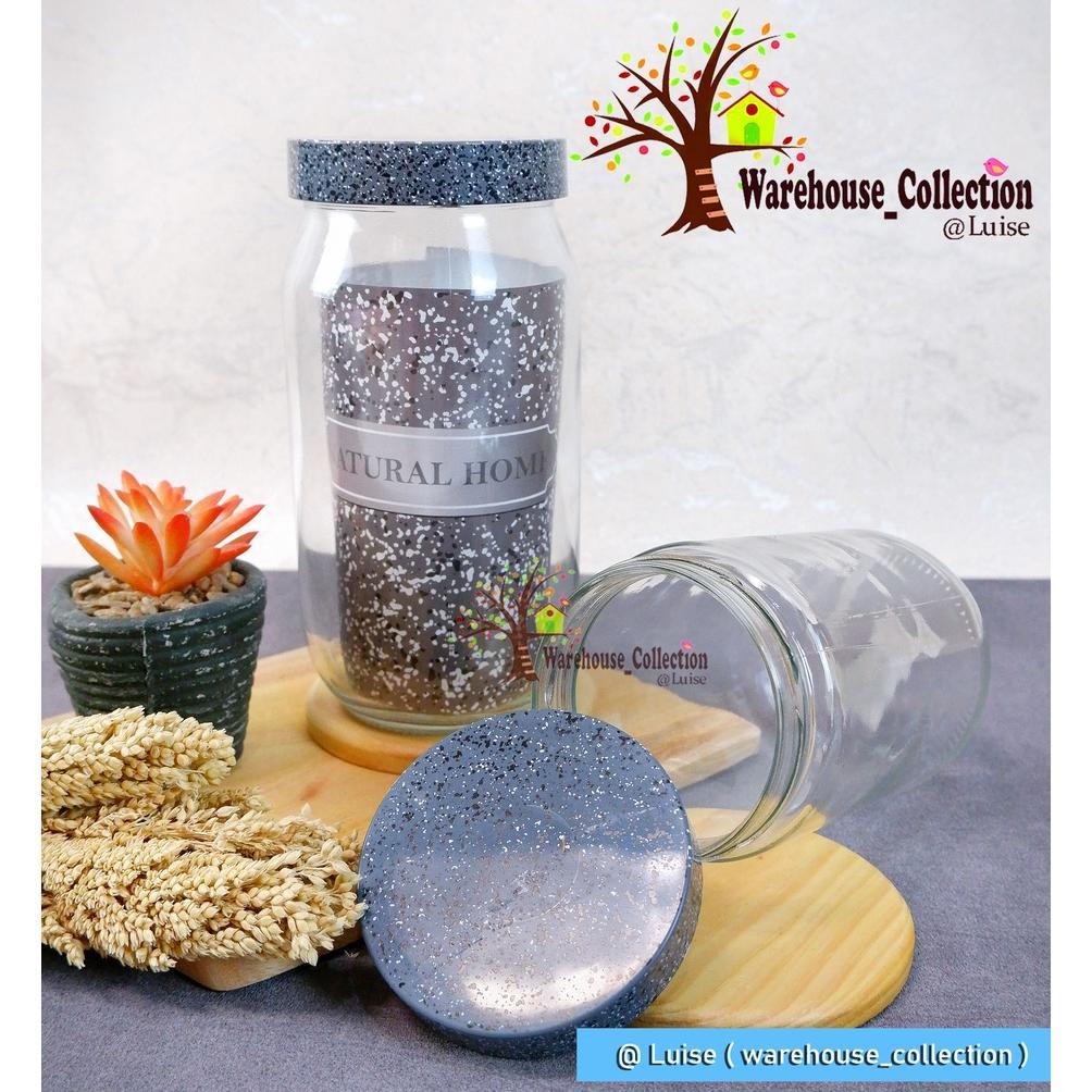 TOPLES JAR KACA // GLASS JAR 1000 ML / 660ML / 425ML  TUTUP PLASTIK LID GRANITE // JAR BUMBU // TOPL