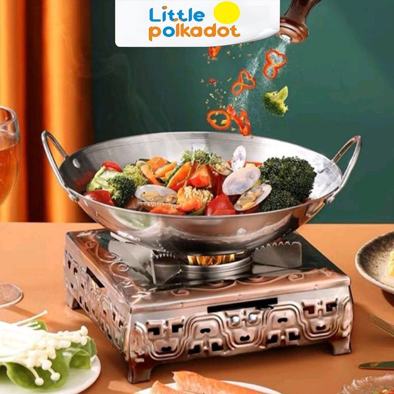 LittlepolkadotWajan Mini Stainless Anti Lengketwajan Stainless Tebal Kuali Premium Dengan Pegangan S