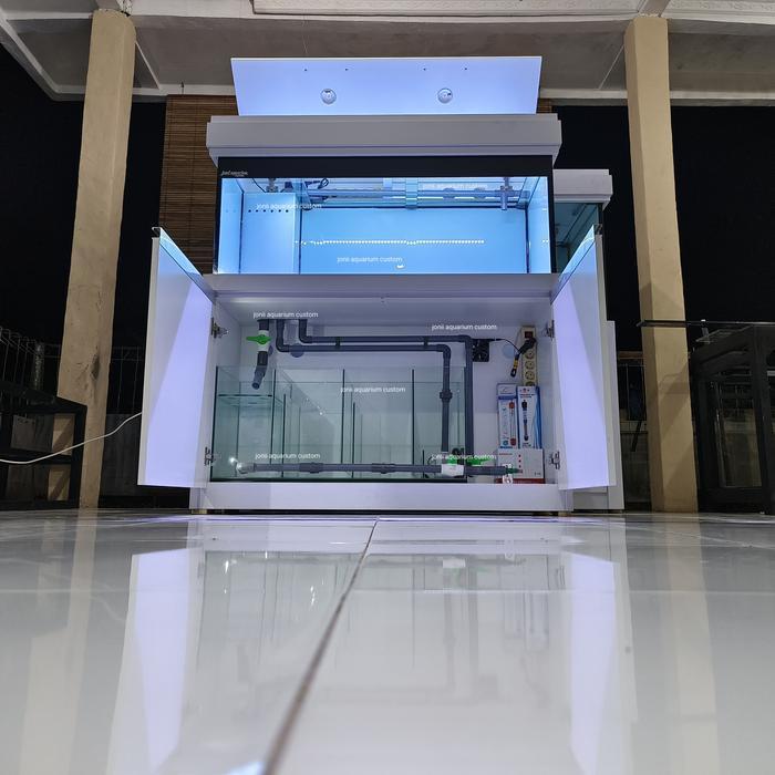 aquarium kabinet 120x50x50 10mm full stiker kabinet putih full set