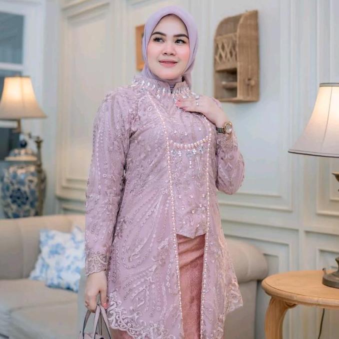 Set Encim Aldina Payet Mutiara Kebaya Wisuda Modern Baju Pesta Outfit Kondangan Setelan Tradisional 