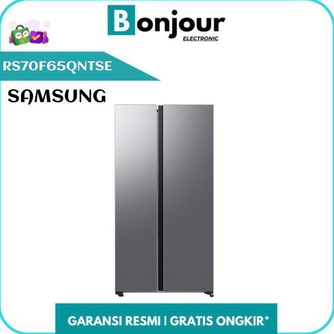 Kulkas Bespoke Samsung Side by Side RS70F65QNTSE Kulkas Inverter Samsung 680 Liter - Silver