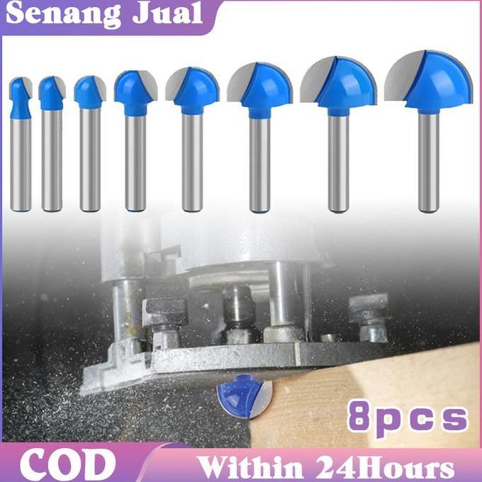 ODONTY 8Pcs 6MM Mata Profil Router Bit Mata Profil Setengah Lingkaran Mata Profil Sloting Bit