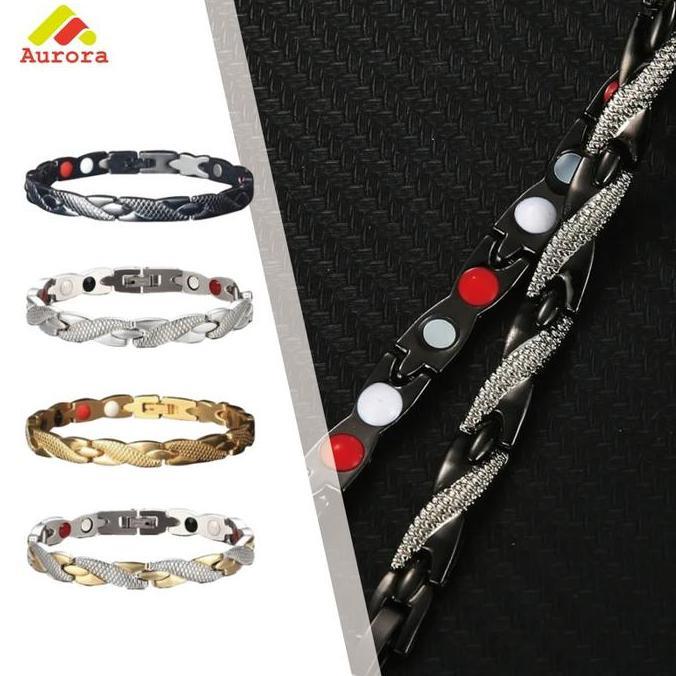 BIBULAS Gelang Kesehatan Terapi Magnetik Paduan Seng Motif Naga Untuk Pria Dan Wanita Fashion Perhia