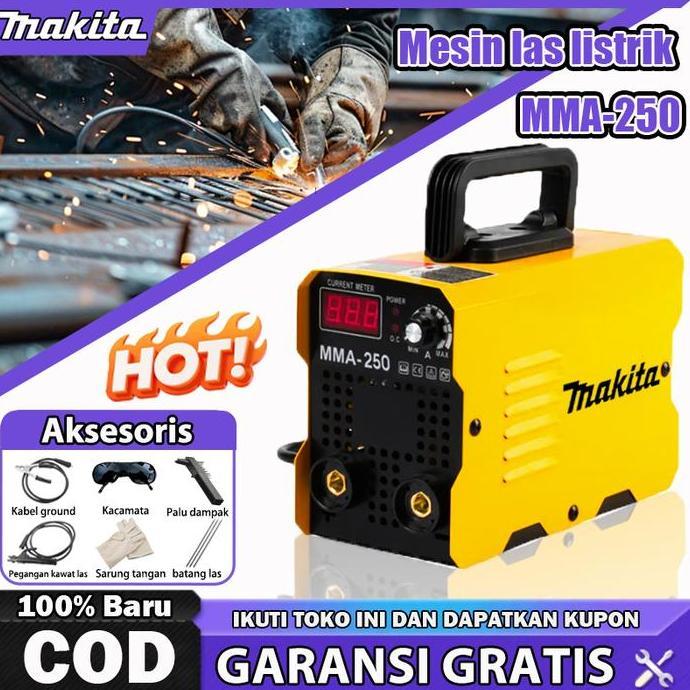 ODONTY MAKITA Mesin Las Inverter IGBT 450 watt MMA-250 - AlatLas Listrik Portable Untuk Besi, Weldin