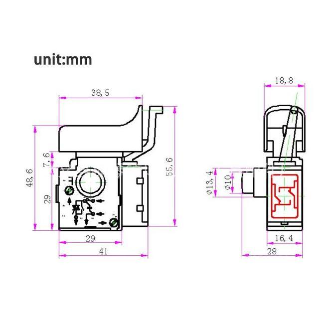 ENCRASH 10mm/13mm Switch Mesin Bor Bosch Gsb550 / Skakel Bor Bosch Gsb550 / Saklar Bor Drill Gsb550
