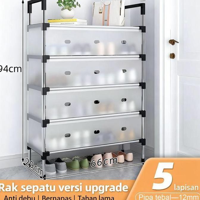 ODONTY Rak Sepatu Tertutup Tahan Debu 3-7 Susun Rak Sepatu Stainless Kuat Tebal Kokoh Rak Sepatu Min