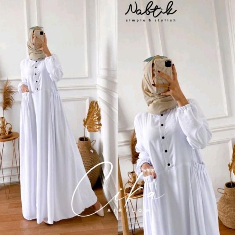 BEST SELLER GAMIS CIKA/ GAMIS CIKA NABTIK/GAMIS POLOS/ GAMIS PUTIH POLOS/GAMIS KRINGKLE AIR FLOW/GAM