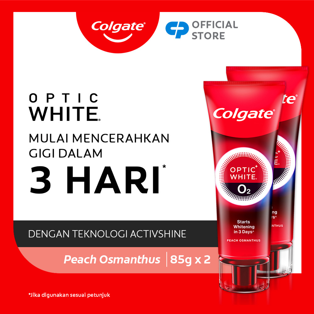 Colgate Optic White O2 85g Peach Osmanthus - Pasta Gigi Putih Alami (Whitening Toothpaste) (2pcs)