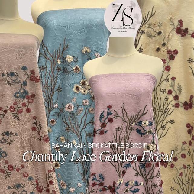 Bahan Kain Kebaya Mewah Brokat Brukat Chantily Lace Bordir Motif Bunga Garden L Raya Bahan Gamis Dre