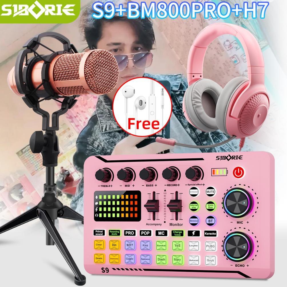 Siborie Siap COD S9+BM800PRO+H7 Paket Lengkap soundcard Mic headphone Streaming Langsung 100% Origin