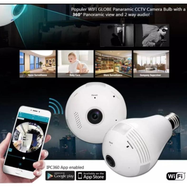 SETIAWANCOLLECT KAMERA CCTV IP CAMERA V380 BOHLAM LAMPU 360 VIEW WIFI WIRELESS / CCTV BOLA LAMPU HEM