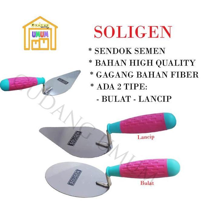 Best Seller Sendok Semen Tebal Bulat - Lancip 6 - 7 Cetok Soligen Gagang Karet