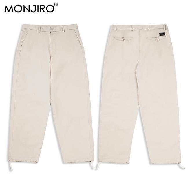 Monjiro - Ackerman - Wide Leg Pants - Celana Gombrang Oversize Skena Cowok - Chino Loose KremPria