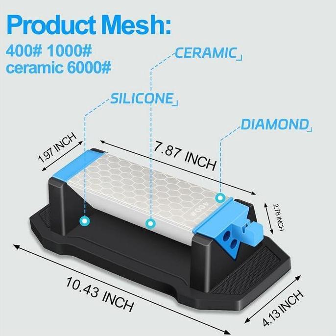 DMD 3 Side Diamond Sharpening Stone Whetstone 400/1000/6000