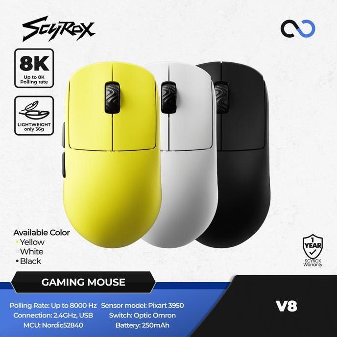 Scyrox V8 8K Light Weight Ambidextrous Wireless Gaming Mouse