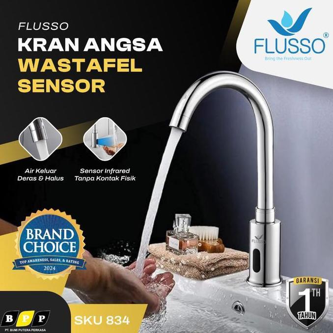 TERMURAH - Kran Angsa Wastafel Sensor Otomatis Keran Air Sink Flusso KAWT