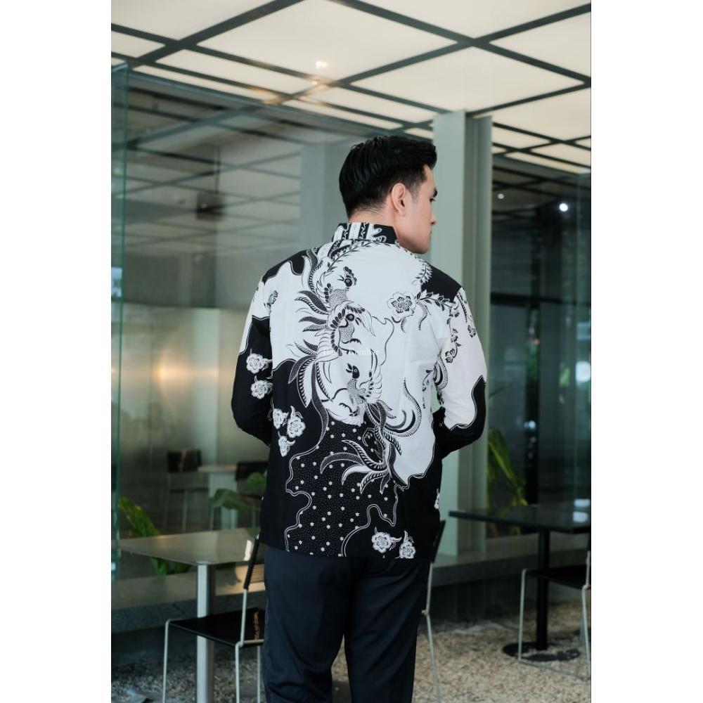 hot deals baju batik pria reguler lengan panjang motif peksi kain katiun lapisan furing baju pesta b