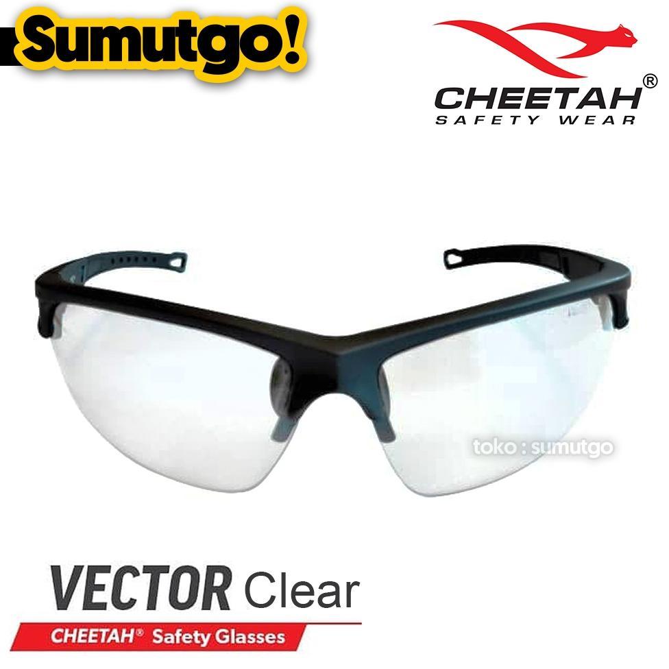 CHEETAH VECTOR CLEAR / Kacamata Trendy Keren VIRAL Putih Bening Pelindung Motor Biker Ojol / Safety 