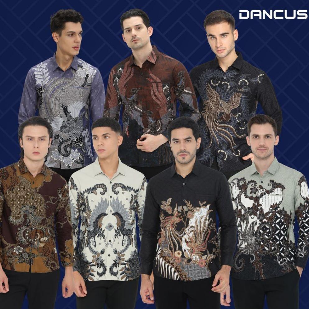 Dancus Kemeja Batik Pria Atasan Batik Modern Baju Batik Lengan Panjang Pria
