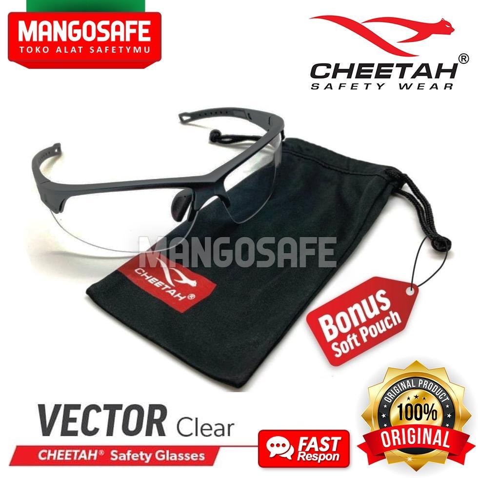 CHEETAH VECTOR CLEAR / Kacamata Trendy Keren VIRAL Putih Bening Pelindung Motor Biker Ojol / Safety 
