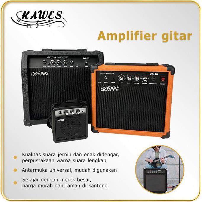 Ampli GitarElektrik dan Akustik  Ampli Gitar SudahInclude Efek Distorsi  Ampli Gitar 5W 15W Amplifie