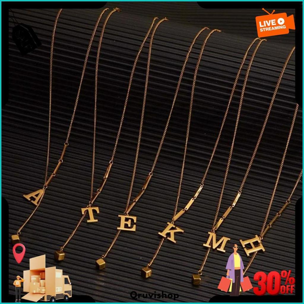 Sederhana Kalung Huruf Lapis Emas Titanium Wanita Anti Karat, Huruf A-Z Fashion Populer Accesories X