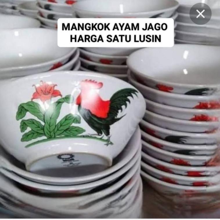 Mangkok Ayam Jago /Mangkok Keramik Ayam Jago Harga 1 Lusin