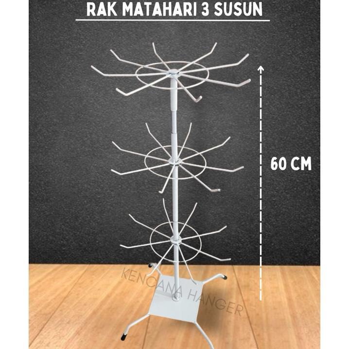 Rak Display Putar Matahari 3 Susun Gantungan Aksesoris Display Rak Perhiasan / Rak Masker