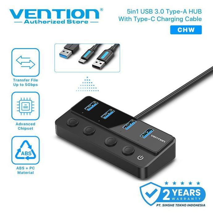 Vention USB Hub 2.0 3.0 With Power Switch Led And Usb C Power Supply