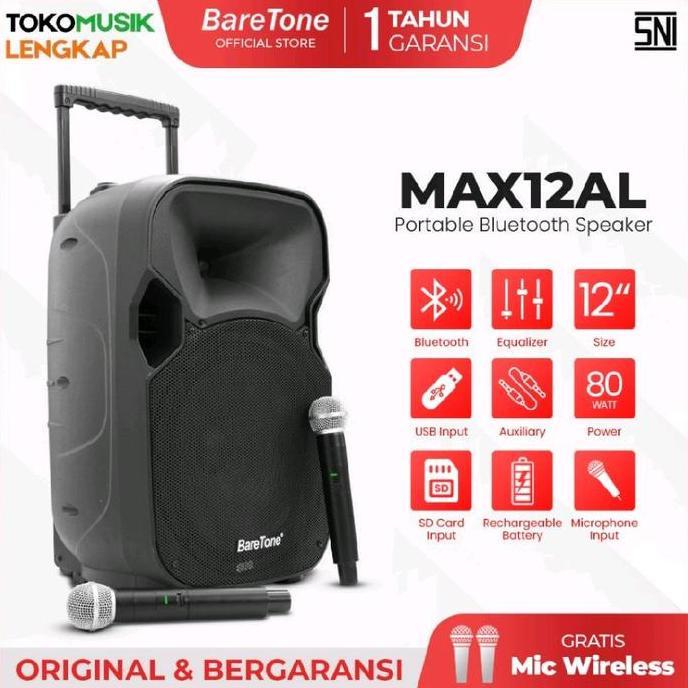 Baretone Speaker Portable MAX12AL Speaker Bluetooh 12inch Speaker Portable Baretone MAX 12AL