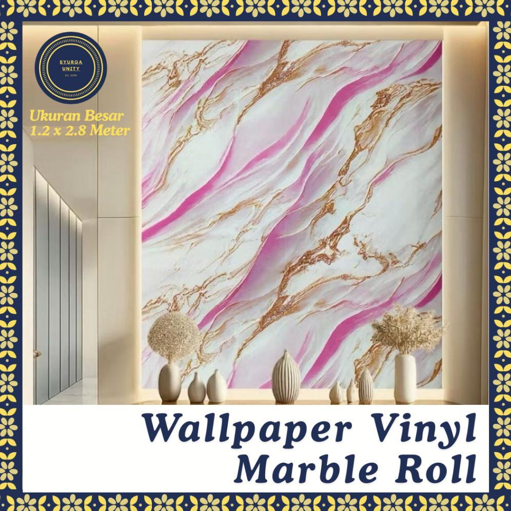 Wallpaper Dinding Motif Marmer Vinyl Roll Besar